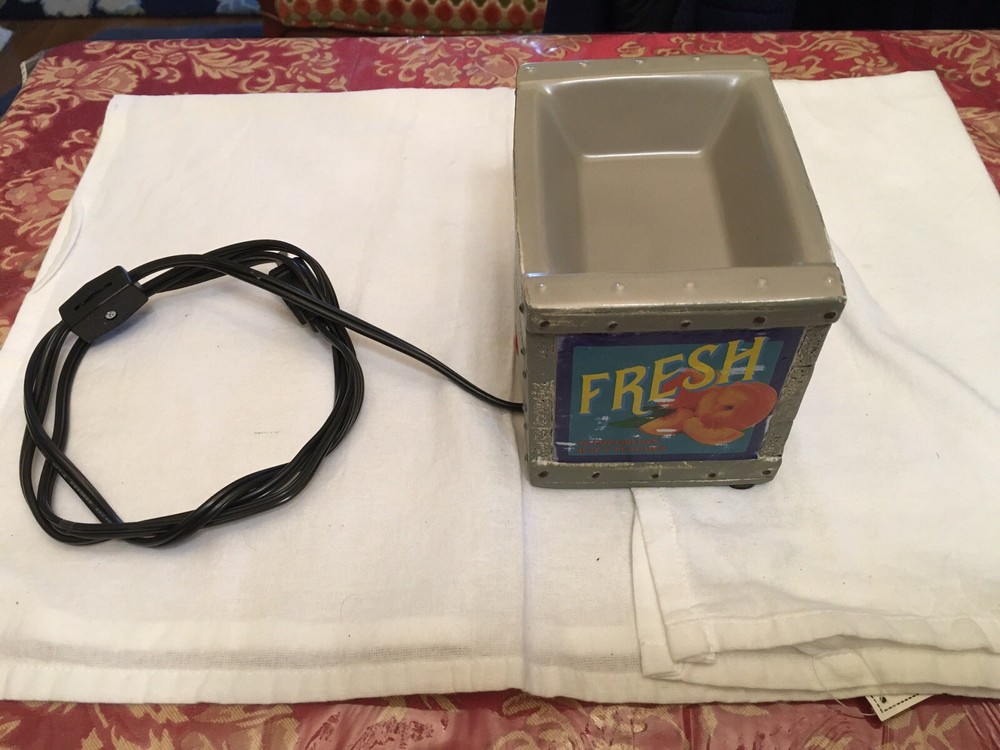 Scentsy Fruit Crate Element Wax Warmer Double Sided Peaches Apples RETIRED-image