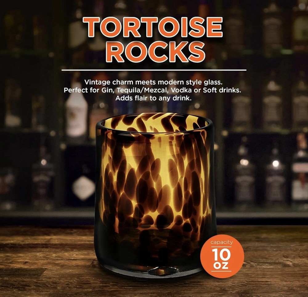 Tortoise Shell Design Cocktail Glasses Set of 4