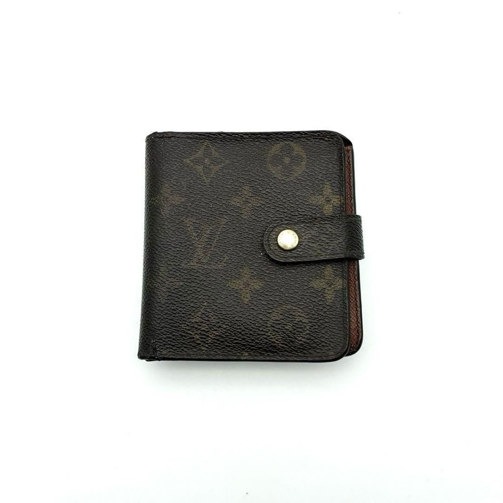 Louis Vuitton Monogram Bifold Wallet Compact Zip Card Holder Used
