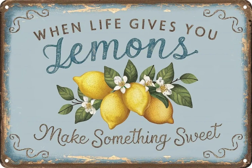 1p,Retro Tin Metal Signs Style When Life Gives You Lemons Make Something Sweet