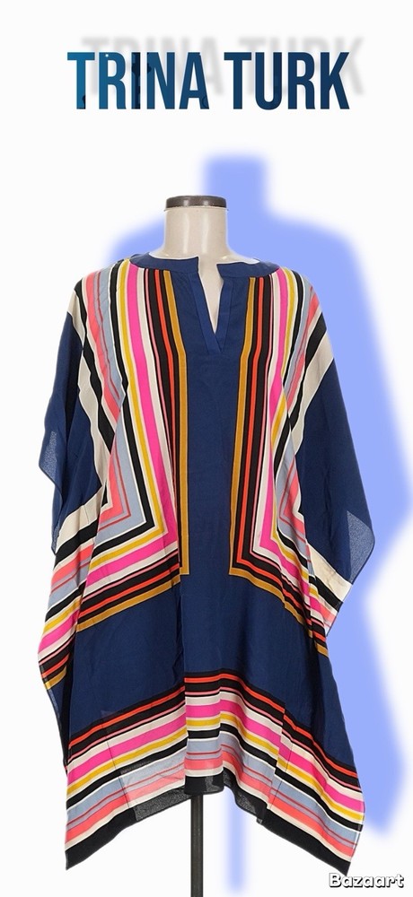 Striped Multicolor Sheer Lightweight Women's Swim Cover Up Beachwear