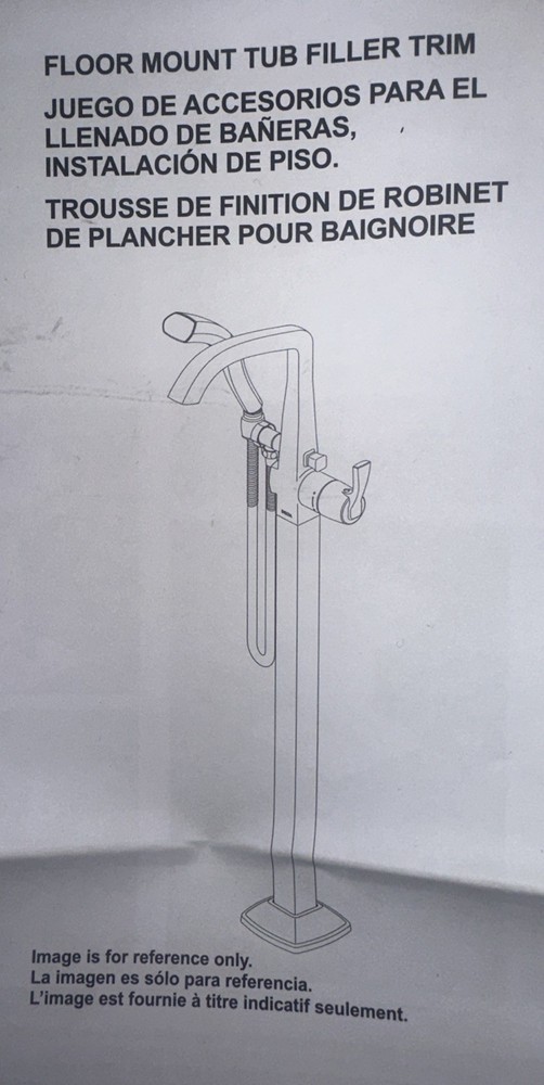 Delta T4759-FL Trinsic Floor Mounted Tub Filler - Chrome With Hose And Hand Show