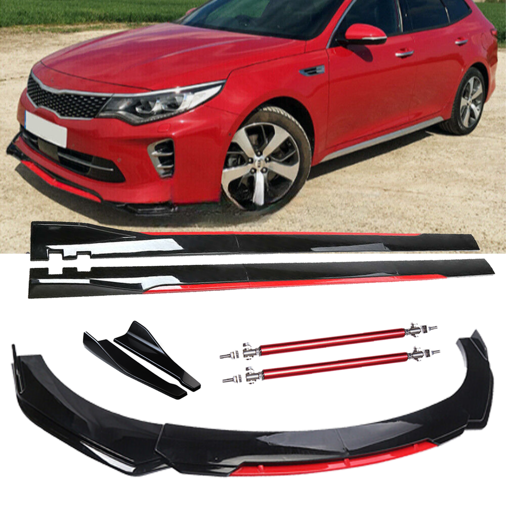 Kia Optima 01-20 Glossy Black Red Front Bumper Lip Spoiler Splitter Body Kit