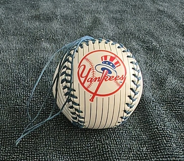New York Yankees MLB Rawlings Mini Baseball Christmas Ornament In Box