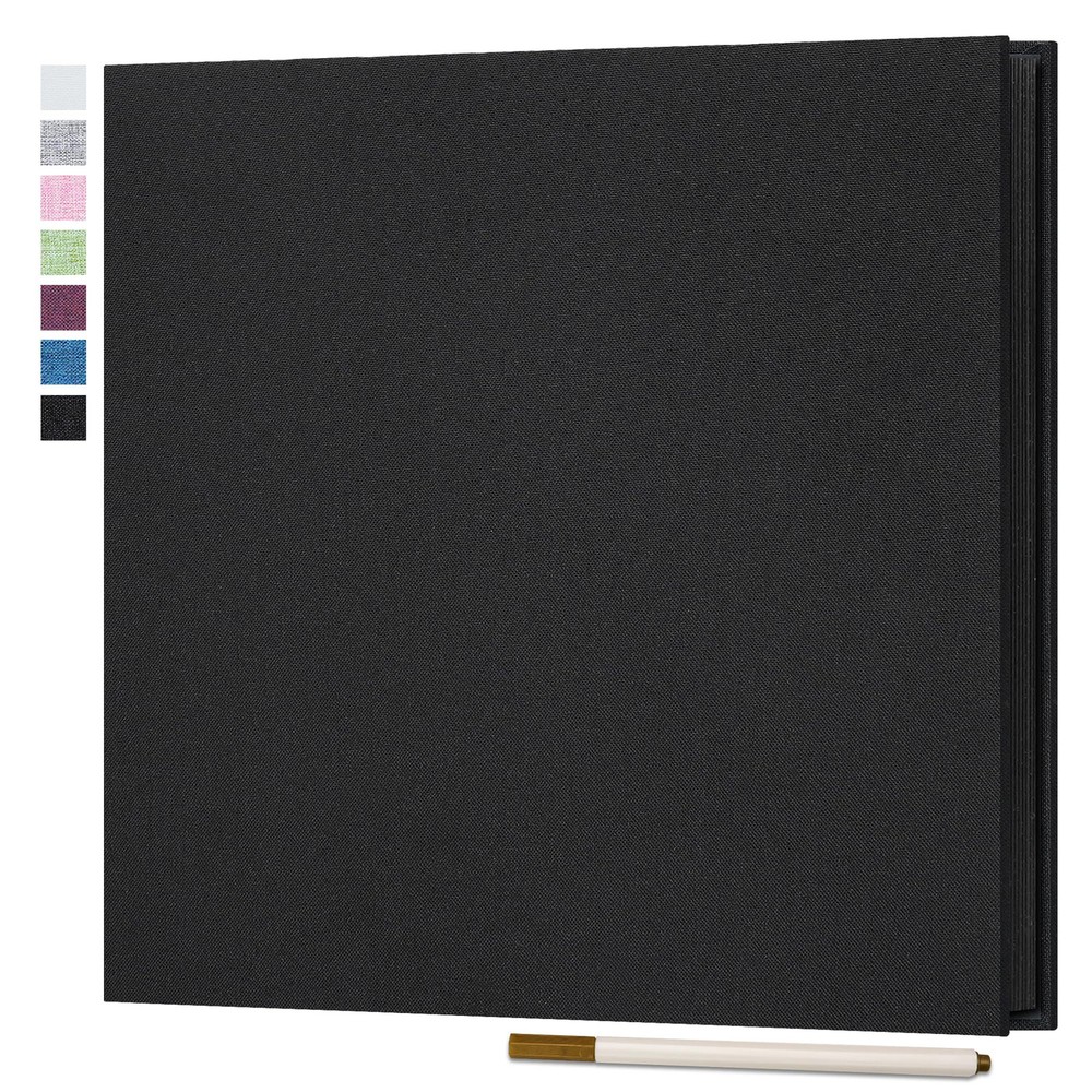Photo Album Self Adhesive Linen Scrapbook Album for 4x6 Pictrue DIY 40 Black ...