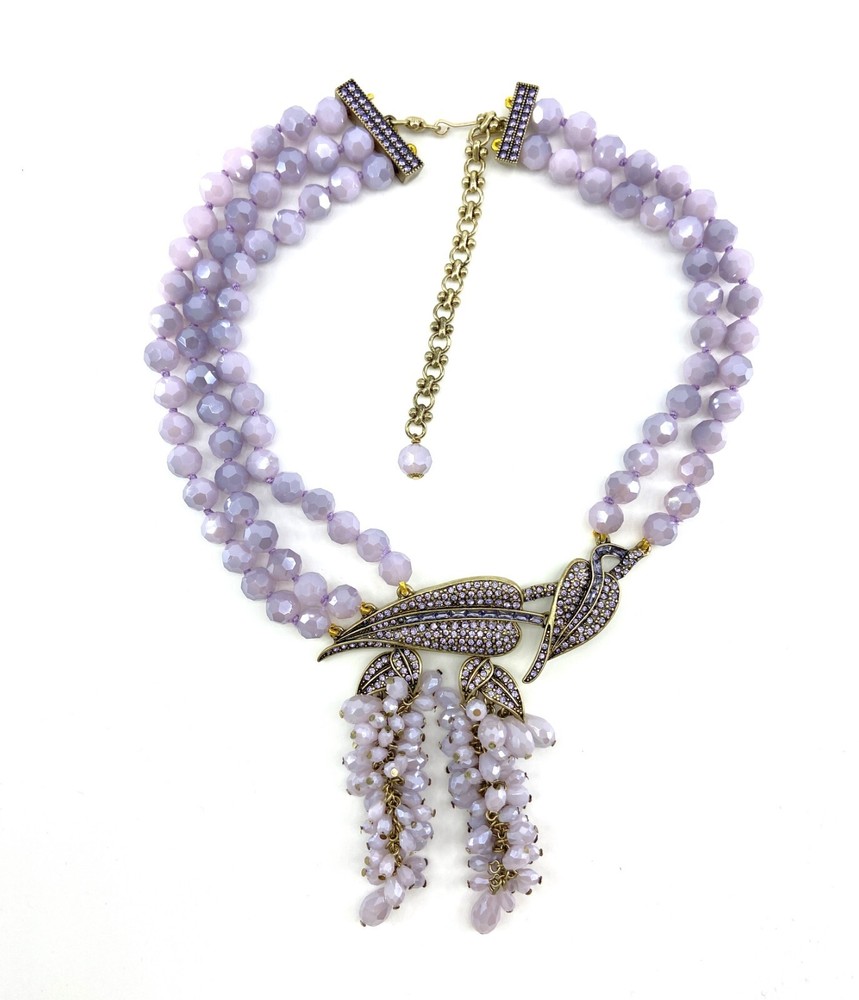 Heidi Daus Divine Wisteria Violet Crystal Beaded Drop Necklace
