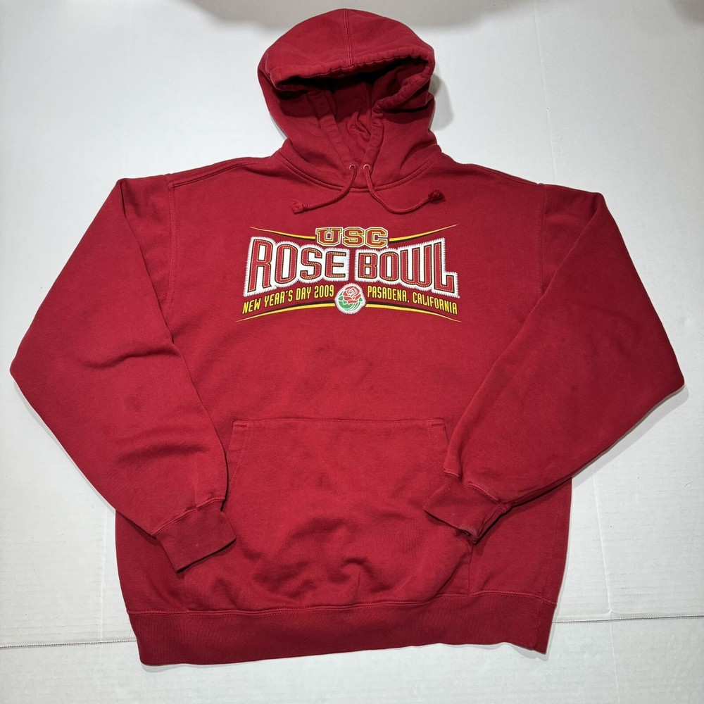 Vintage USC Trojans 2009 Rose Bowl Red Hoodie Size M Pasadena CA