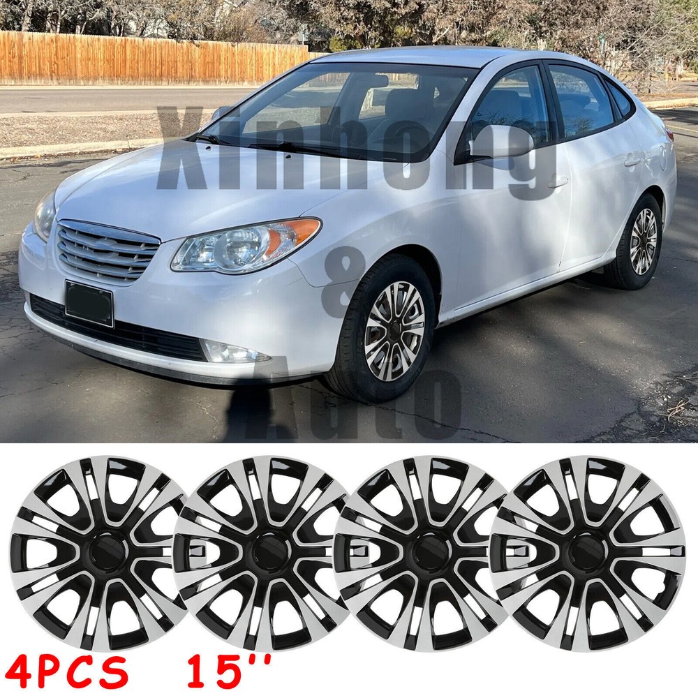 Hyundai Elantra 15 Inch 4-Piece Snap-On Wheel Covers for R15 Steel Rims