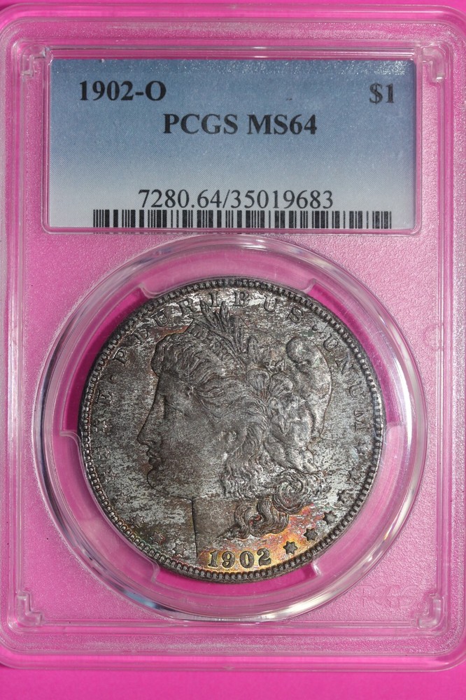 Toned 1902 O MS 64 Liberty Morgan Silver Dollar PCGS Certified Graded Slab 460