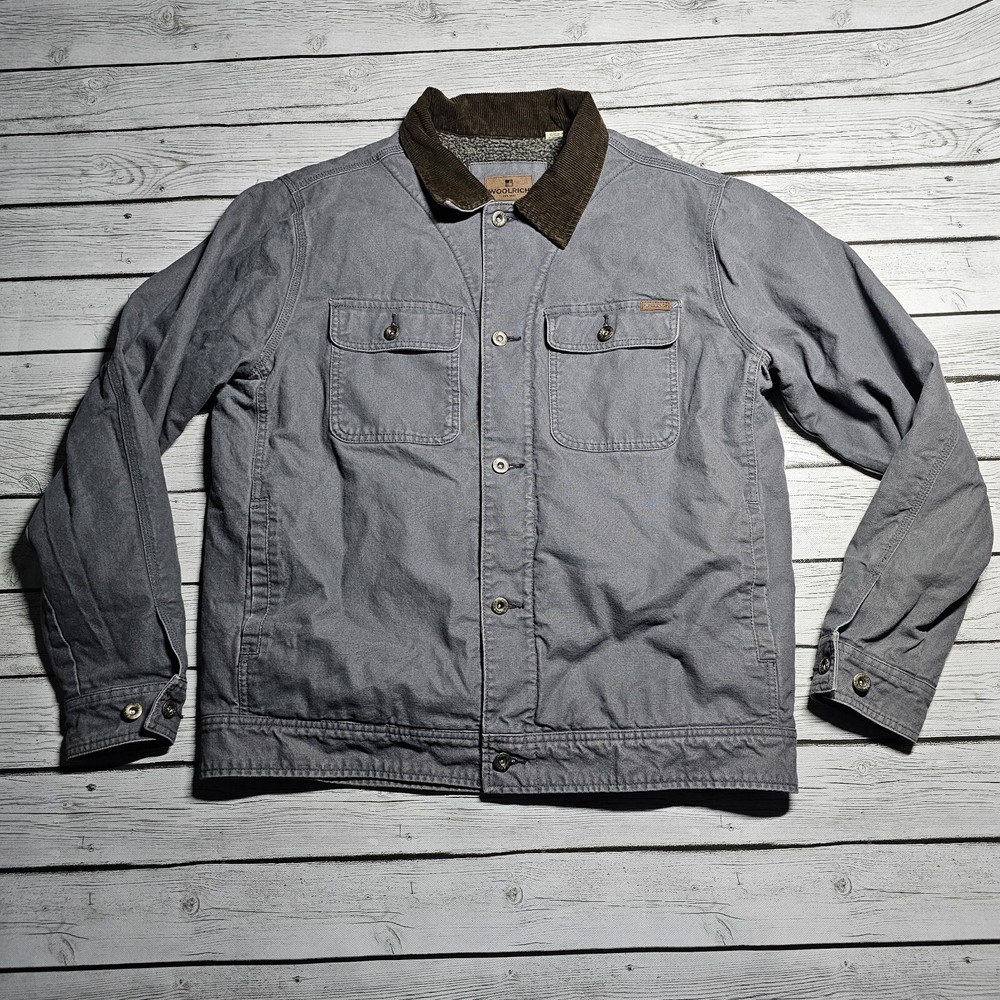 Woolrich The Drifter Jacket Canvas Work Sherpa Lined Barn Coat Gray Men’s Large