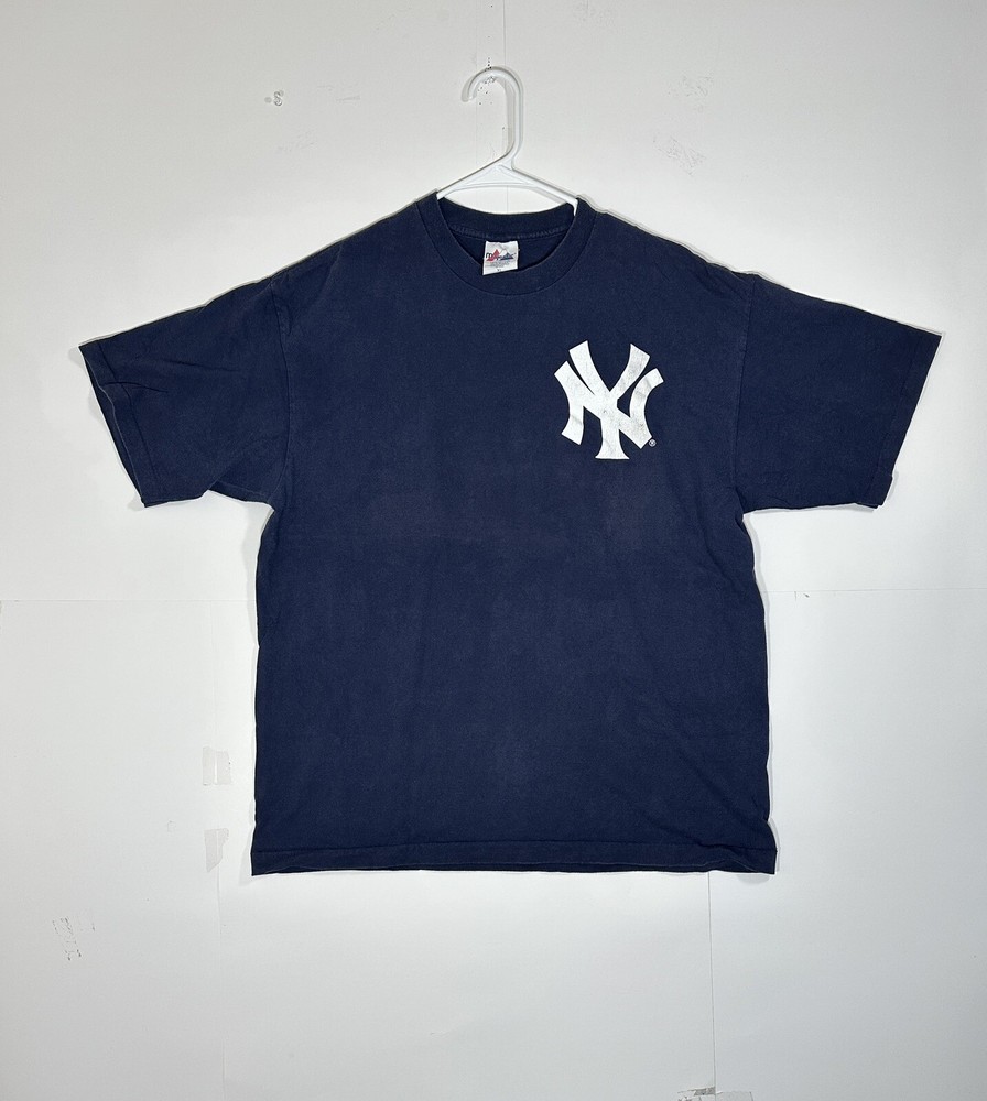 Vintage Derek Jeter New York Yankees Majestic Shirt XL USA Single Stitch Navy