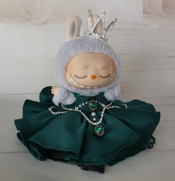 (No Toys) Compatible Blue Princess Dress For LABUFU Crown Skirt Outfit Clothes