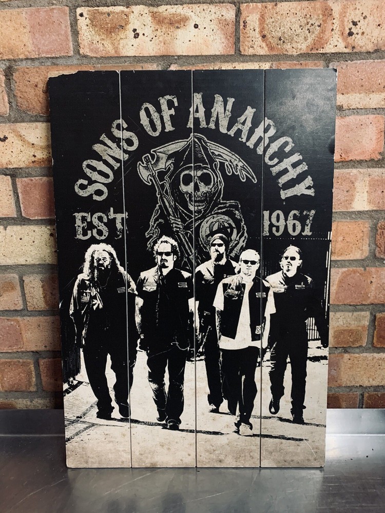 Official SONS OF ANARCHY (REAPER CREW) Rare Wooden Wall Hanging Print PYRAMID