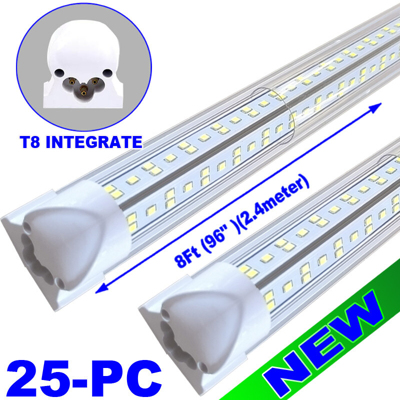 25/Pack 8 Foot Led shop lights 8Ft 144W Led Tube Light Bulbs Integrated Fixture