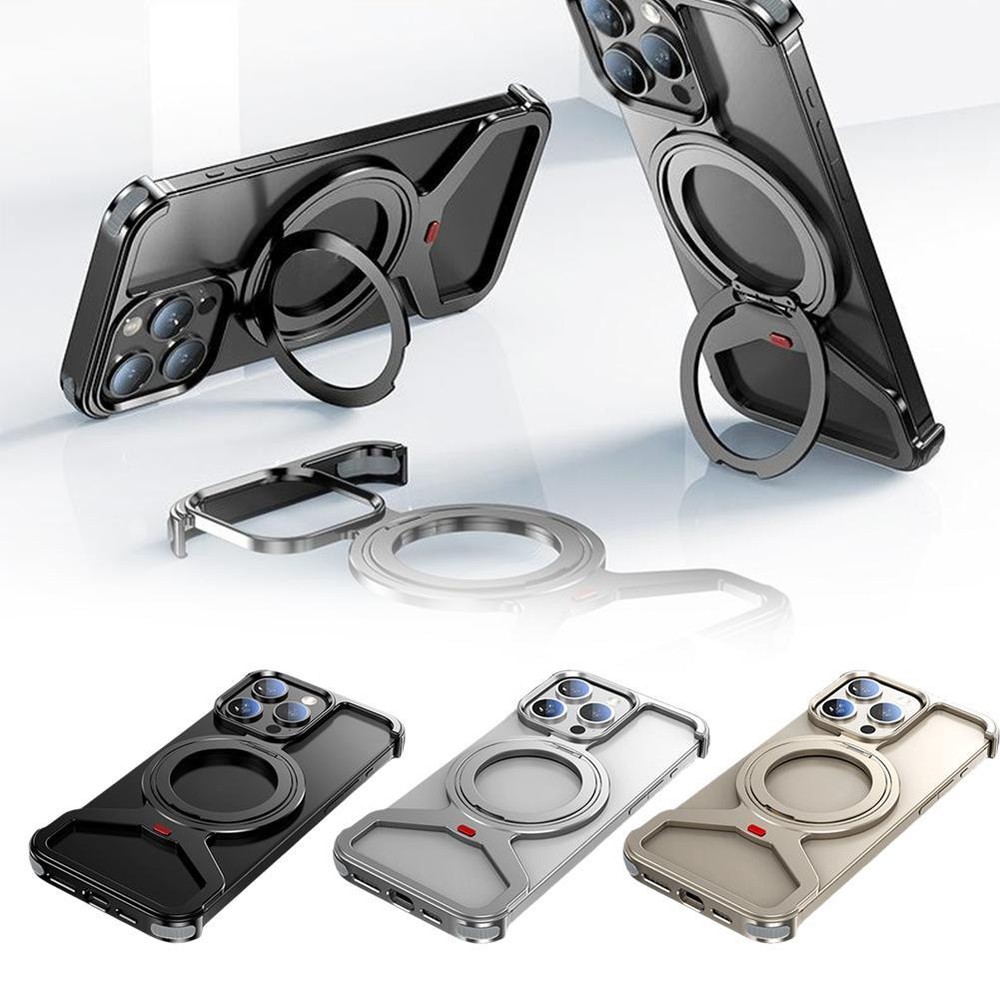 Metal Frameless Magnetic Kickstand Case For IPhone 16 Anti Pro Max D1P0 I9G3