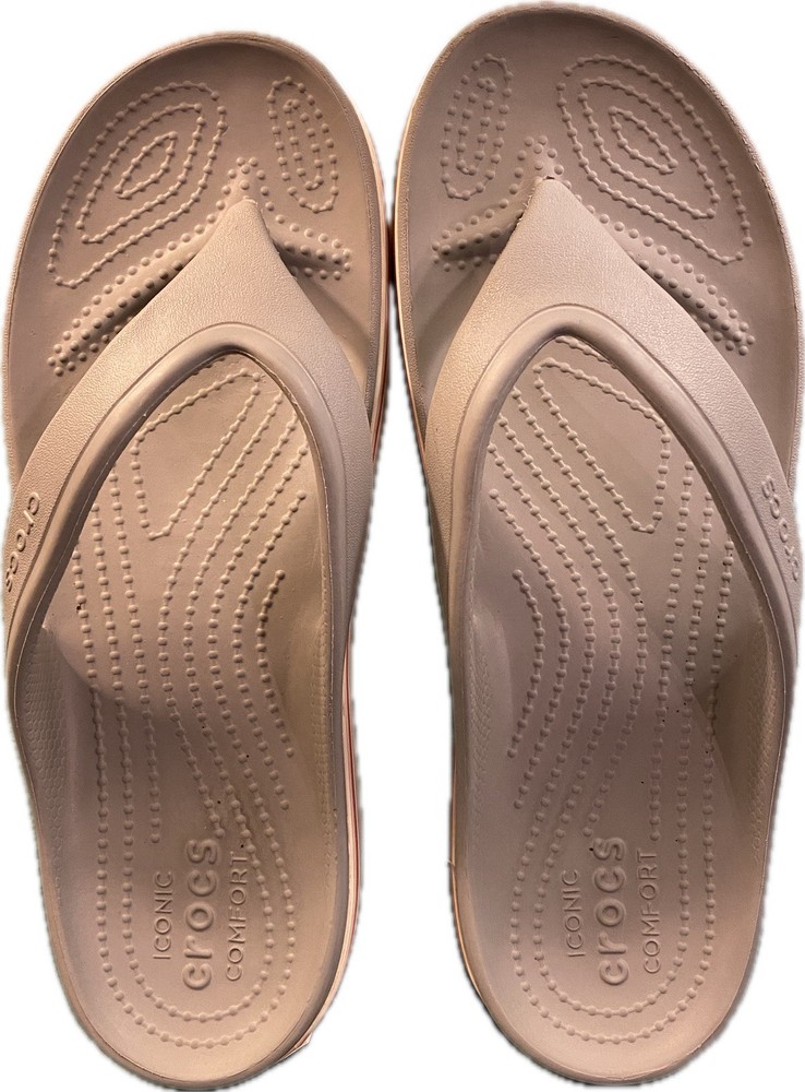 GUC Crocs Crocband Platform Thong Sandal for Women US W10 White Gray Red
