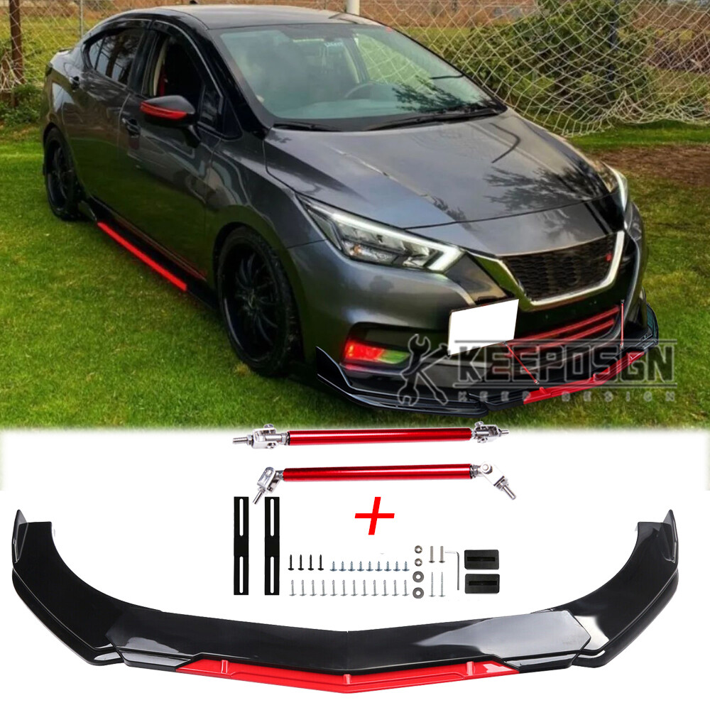 Gloss Red Front Bumper Lip Body Kit Splitter Accessory for Nissan Versa S SR SV