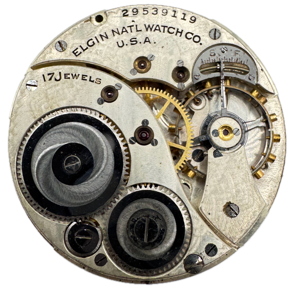 1927 Elgin 17 Jewel Mechanical Pocket Watch Movement 345 USA Vintage 12s