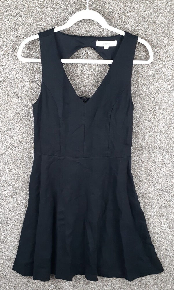 Ann Taylor LOFT Dress Womens 8 Black Ponte Knit Open Back A-line Stretch V-Neck