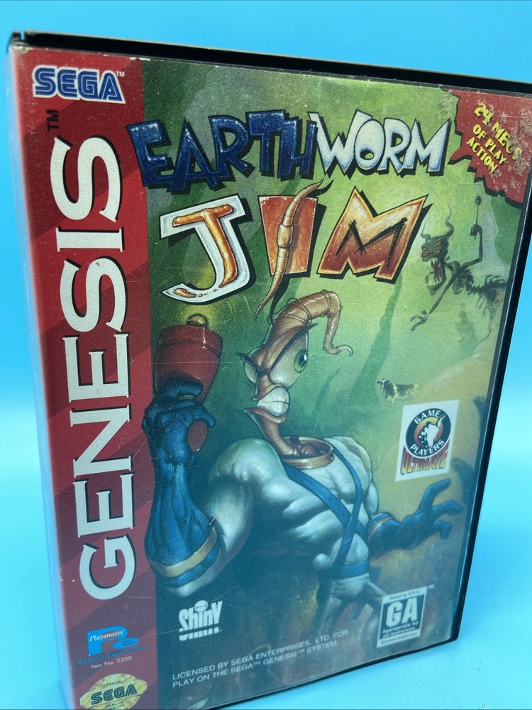 Earthworm Jim SEGA Genesis Video Game Cartridge In Original Box Case No Manual
