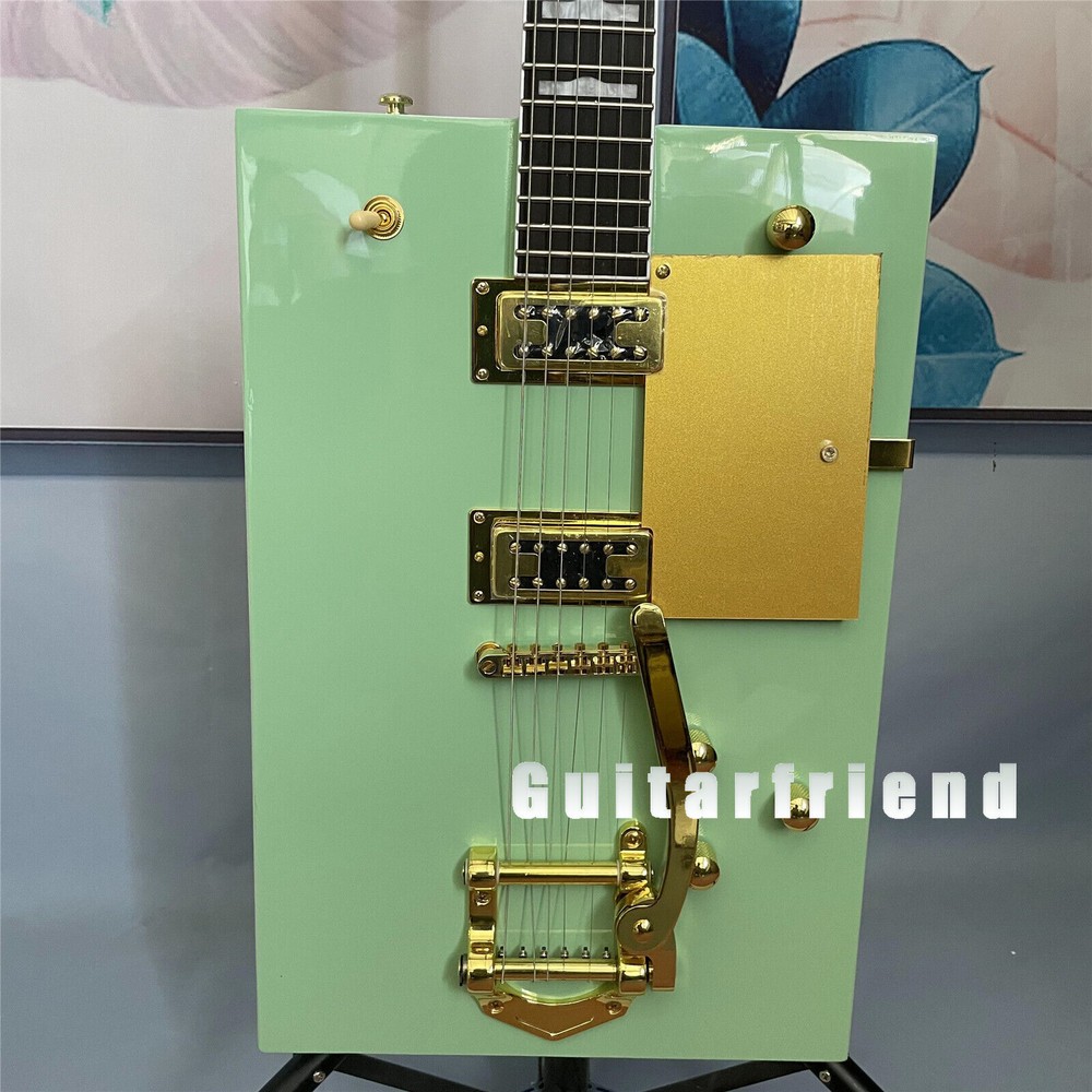 Custom Bo Diddley Electric Guitar 6 Strings HH Pickups Gold Jazz Bridge