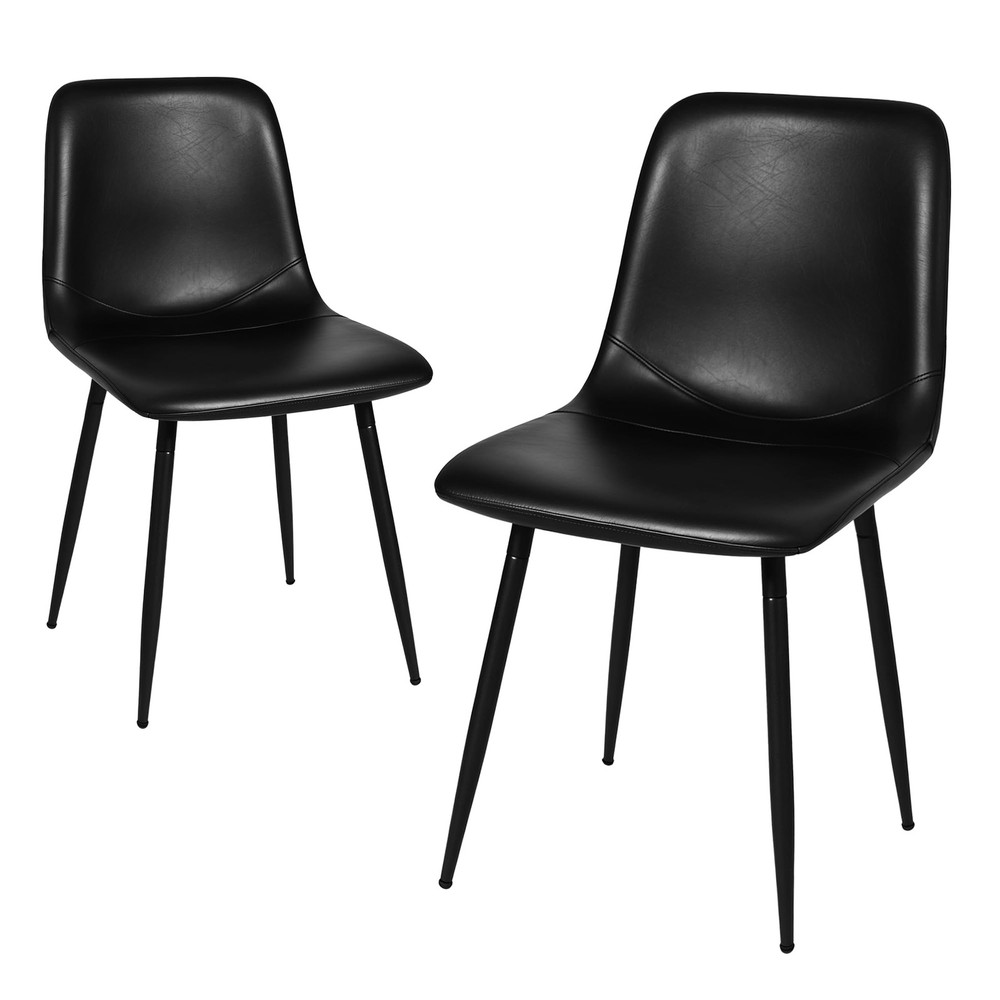 Stylish Black Faux Leather Monte Dining Chair with Powder Coat Finish