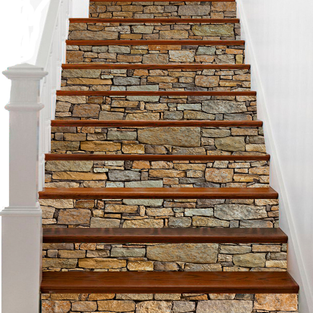3D Self-Adhesive Stair Riser Vinyl Decals for Floors and Walls DIY Stone Effect Stickers  