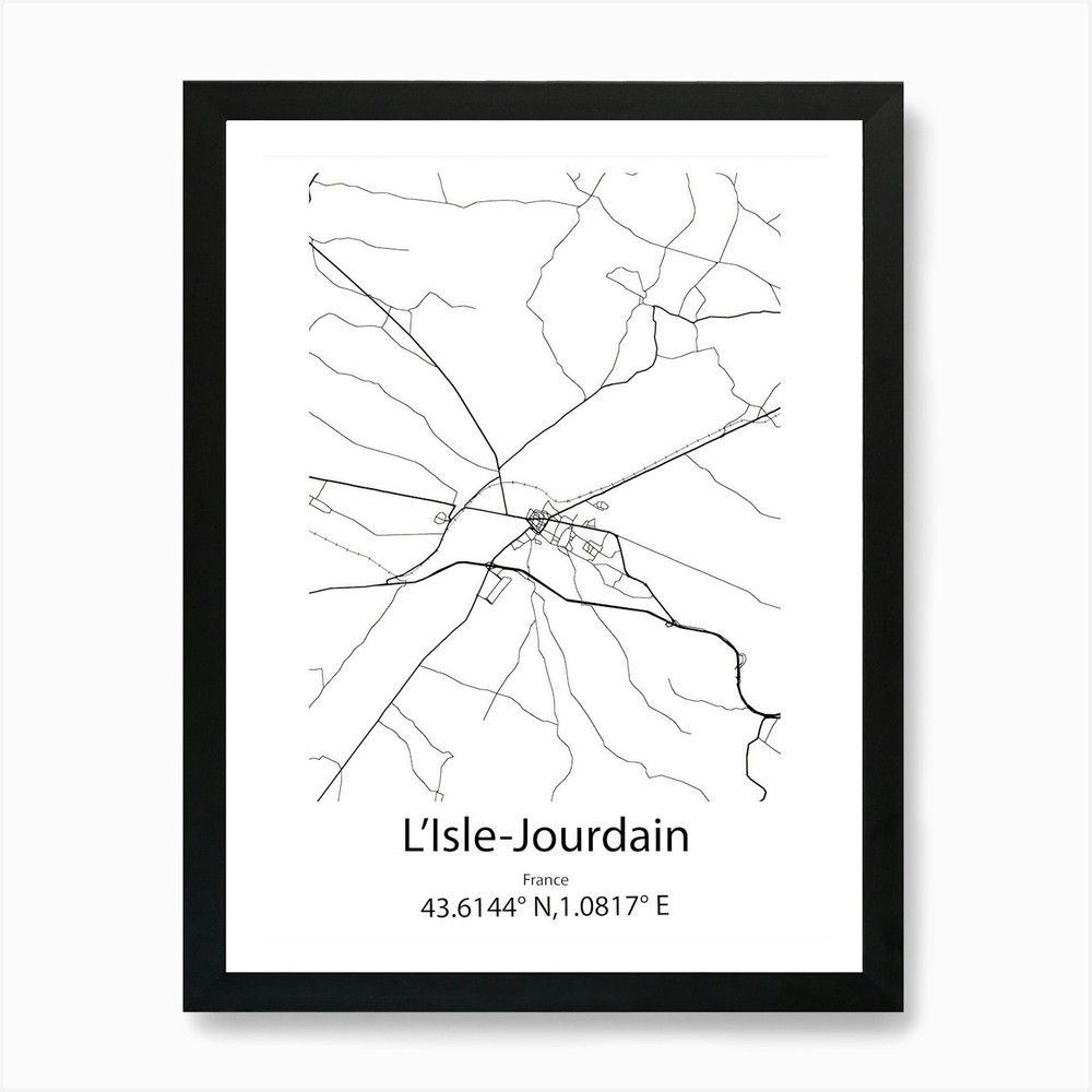 L Isle Jourdain,France Minimalist M Framed Wall Art Poster Canvas Print Picture