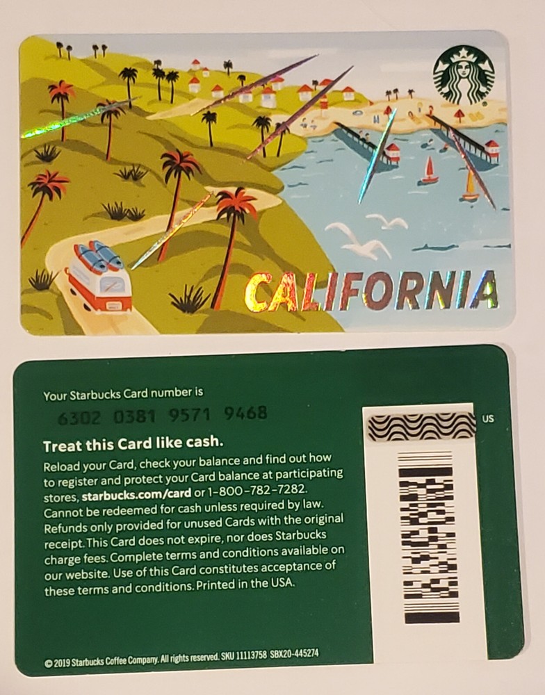 Starbucks Gift Card California Beach Scene No Value Never Swiped Series # 6302-image