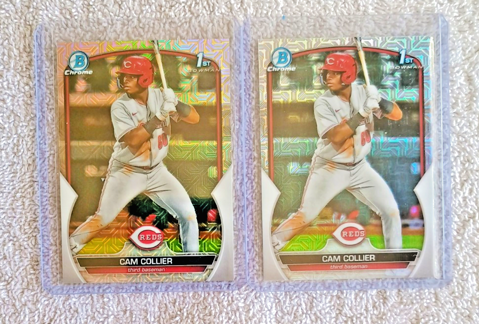 2 CAM COLLIER 2023 BOWMAN CHROME MEGA MOJO REFRACTOR RC LOT # BCP125 REDS
