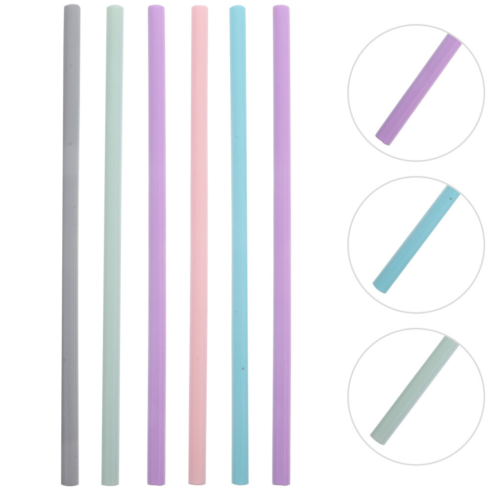 6 Pcs Silicone Straight Straw Recyclable Colored Tube (Style 1) Travel