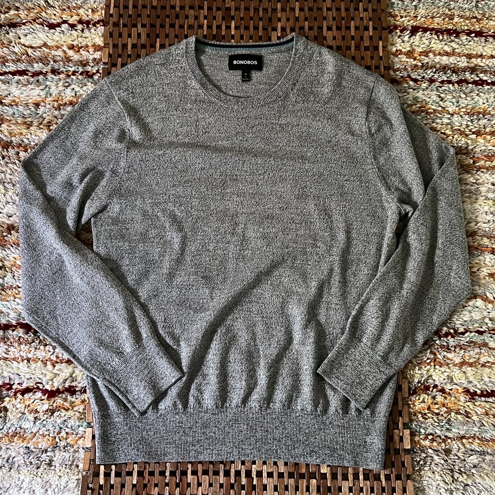 Bonobos Merino Wool Crew Neck Sweater Grey Men's Size Large L Slim