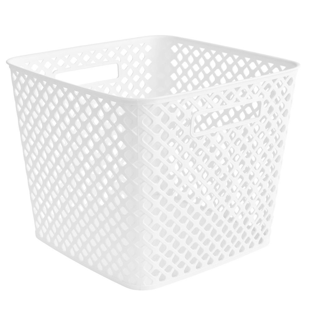 Mainstays 13 Inch White Cube Storage Basket for Home Decor