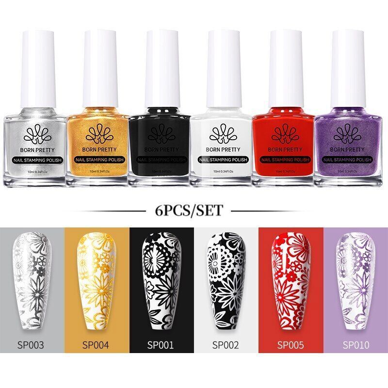 Nail Stamping Polish Set Gold Silver DIY Image Printing Polish Varnish Nail Art