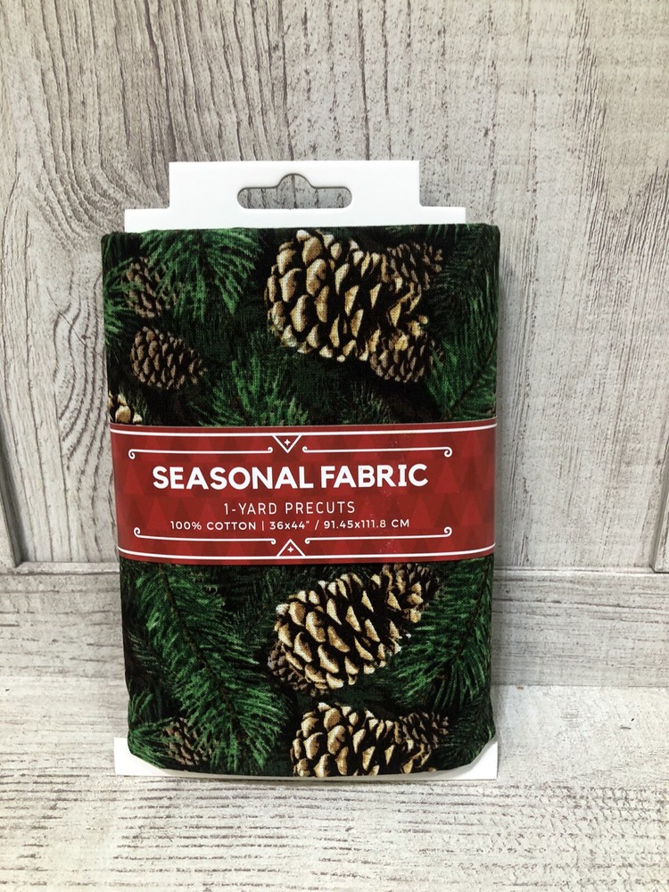 Seasonal Pine Tree Pinecone 1-Yard Cotton Fabric by David Textiles-image