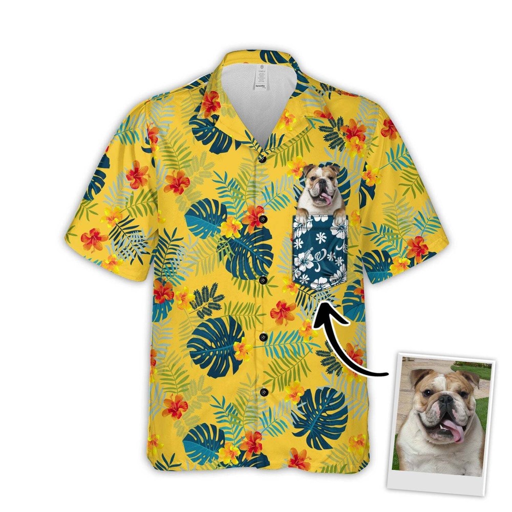 Custom Tropical Summer Botanical Print Yellow Hawaiian Shirt