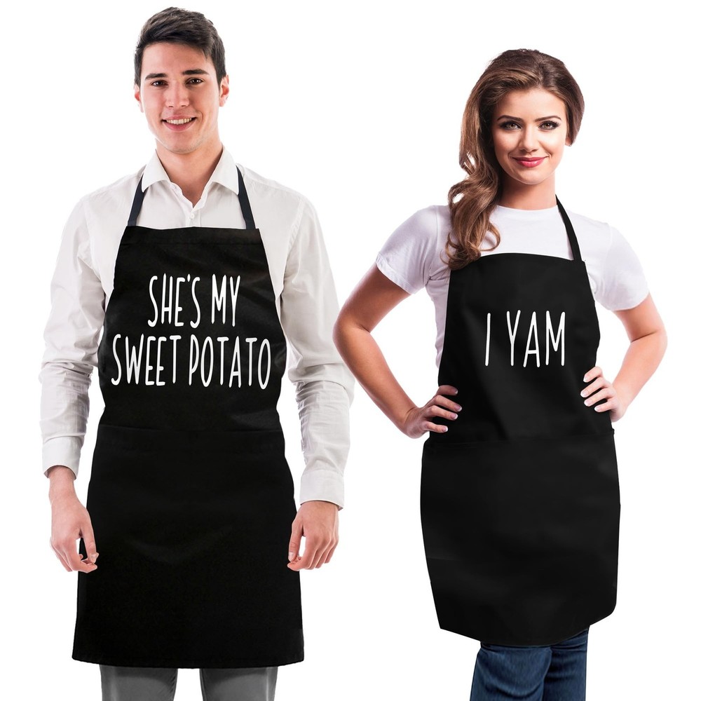 Funny Couple Aprons - Gift Ideas For Her Him - Wedding, Engagement, Bridal, B...