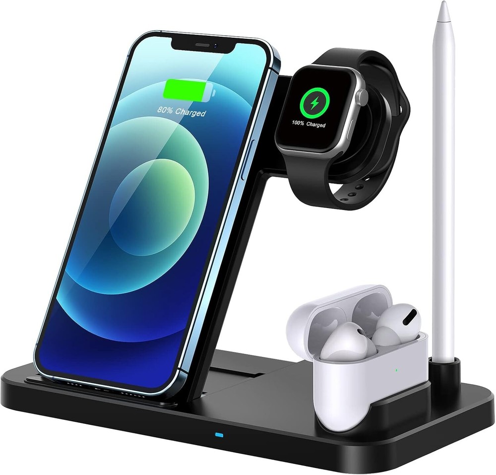 Wireless Charger 4in1 Fast Charging Station Compatible with iPhone Airpod watch