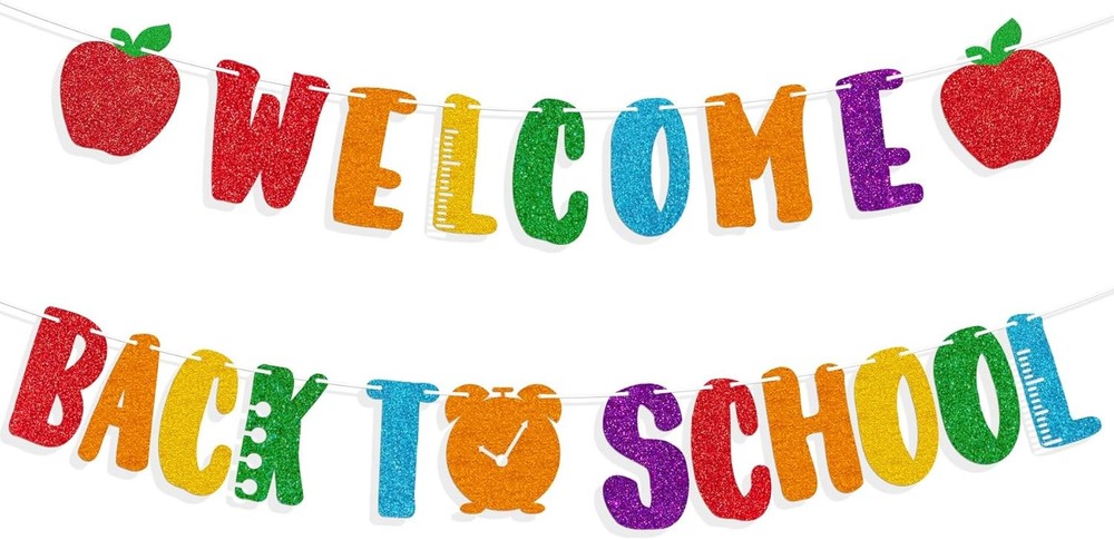 Colorful No-DIY Welcome Back to School Banner for First Day Decor