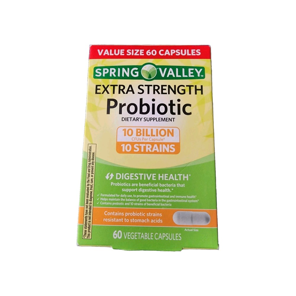 Spring Valley Extra Strength Probiotic Vegetable Capsules, 60 Count