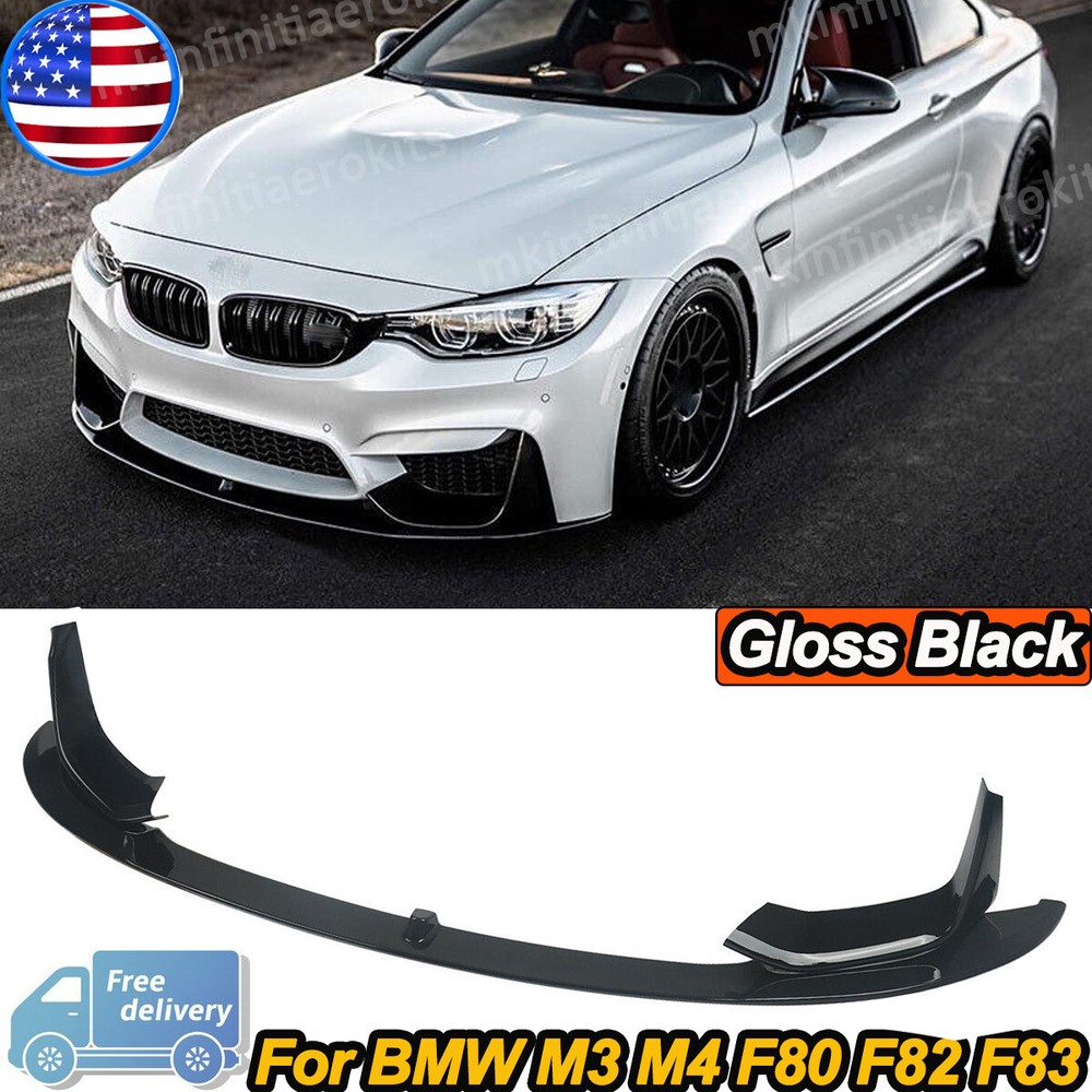 Front Bumper Lip Splitter Gloss Black Fits For BMW F80 F82 F83 M3 M4 2015-2020