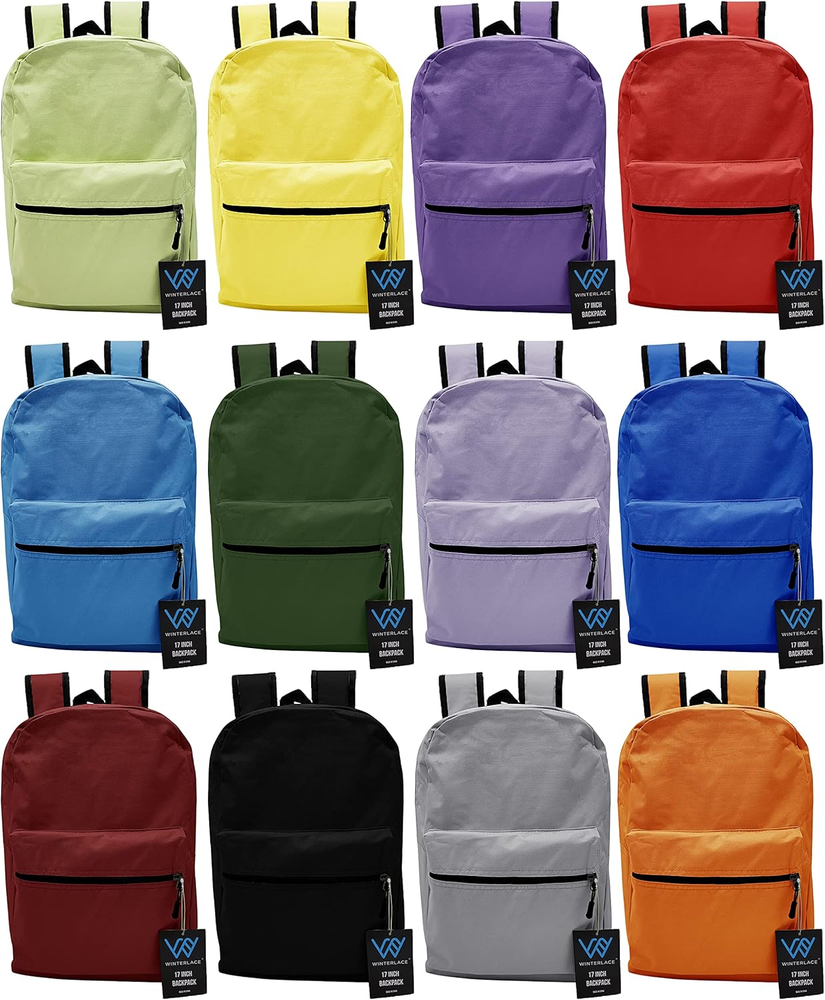 12 Pack Backpack, Bulk 17 Inch Lightweight Outdoor Travel Gym Corporate Events B