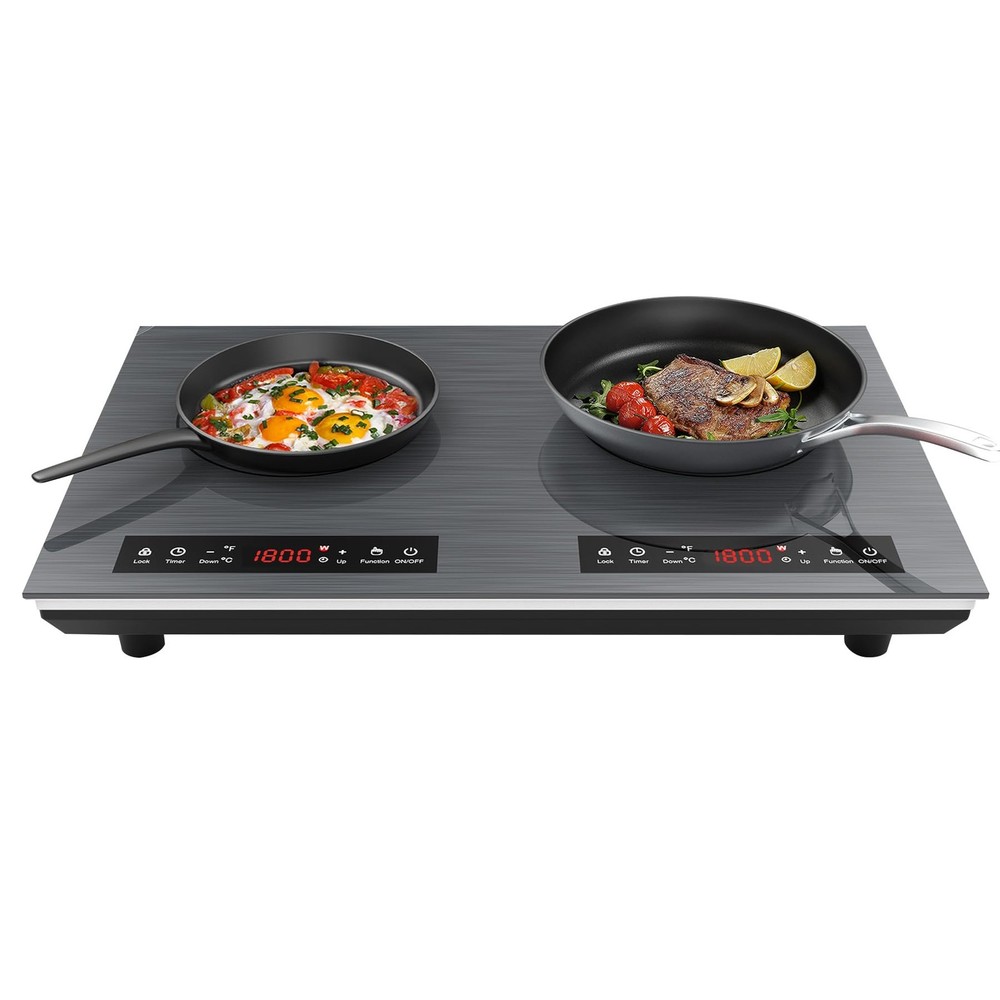 Double Induction Cooktop, 24 inch 4000W Electric cooktop with hot plate, indu...