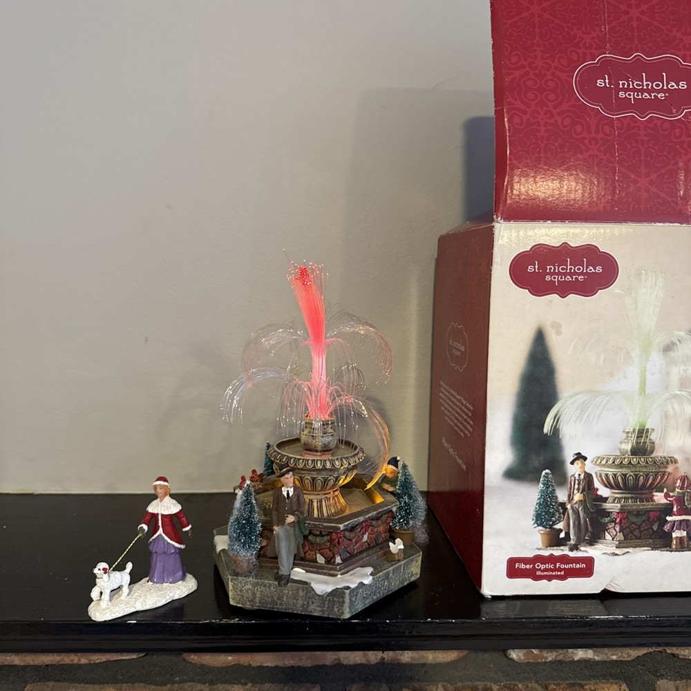 St. Nicolas Square Fiber Optic Water Fountain Display Piece