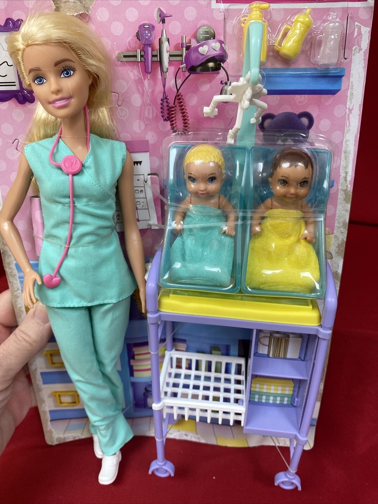 Barbie Careers Baby Doctor Playset with Blonde Fashion Doll, 2 Baby Dolls, Furni