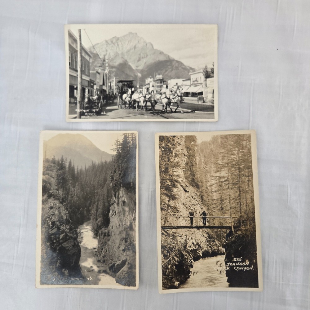 Byron Harmon CPR Banff BC Canada Vintage RPPC Set of 3 Real Photo Postcards