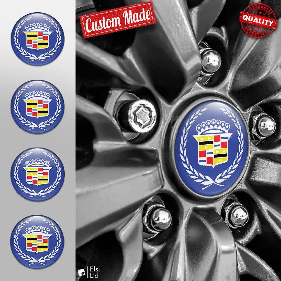 Custom Cadillac Wheel Cap Decals | 4-Piece Rim Emblem Set