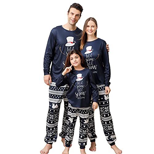 Family Christmas PJs Matching Sets, Cute Holiday 2-3T Youth Blue Snowman