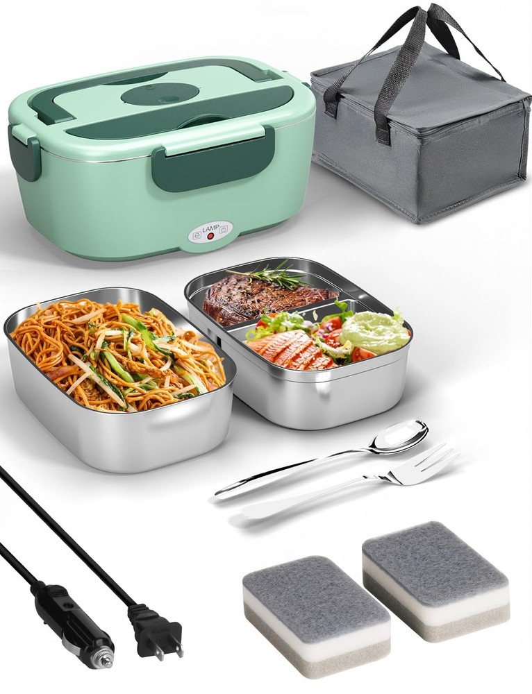 Portable 80W Electric Lunch Box for Adults Fast Heating Meal Container for Work or Travel