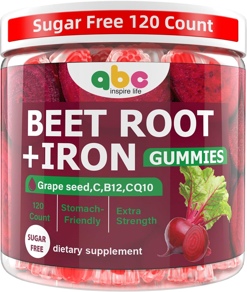 Beet Root Gummies 100Mg – Red Beet Chewables with Grape Seed, Coq10, Vitamin C,